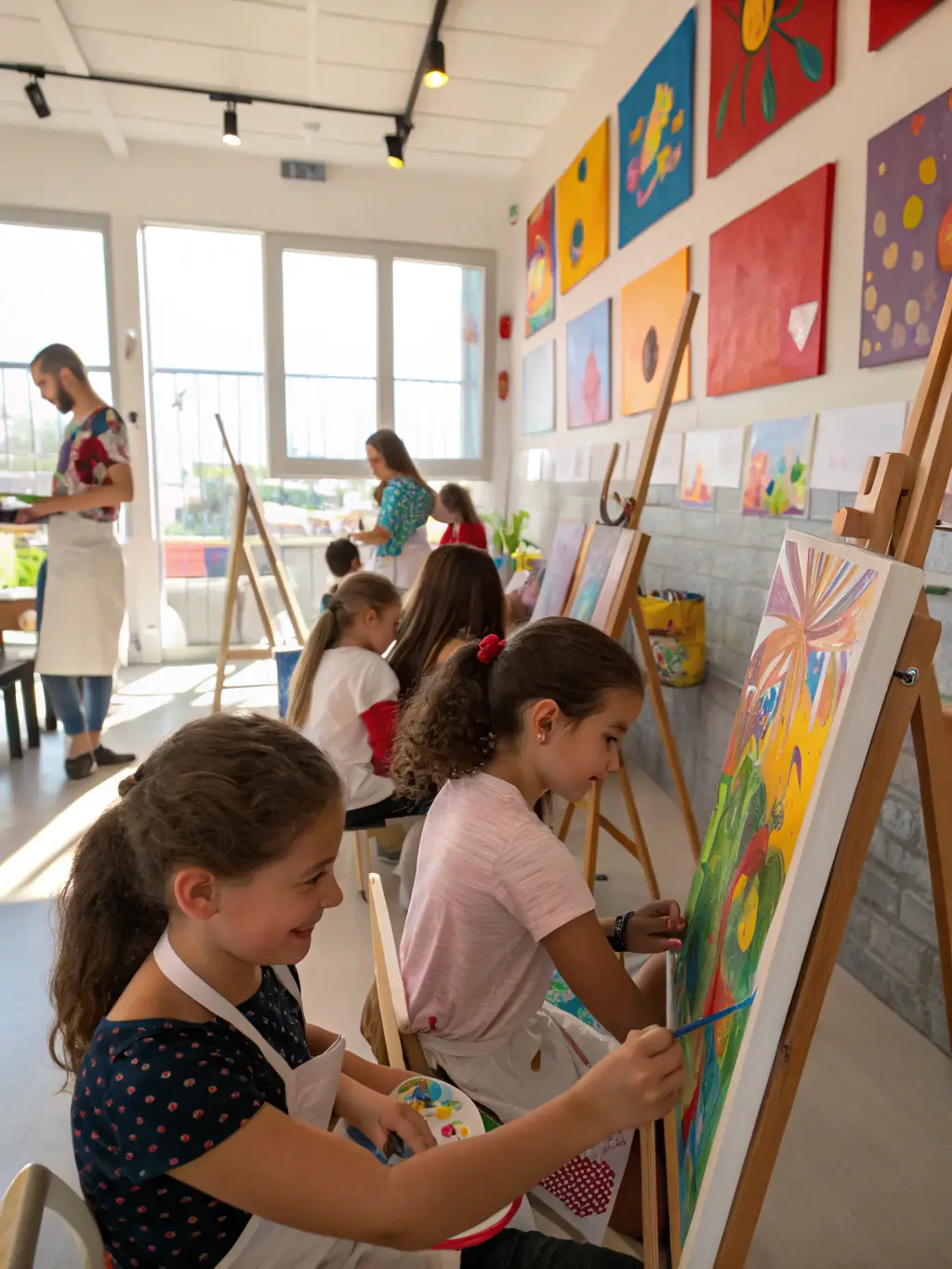 A visually appealing image of a SCENE ARTISTIQUE LES ECURIES training session, with instructors guiding participants through various artistic techniques, emphasizing the organization's dedication to cultural education.