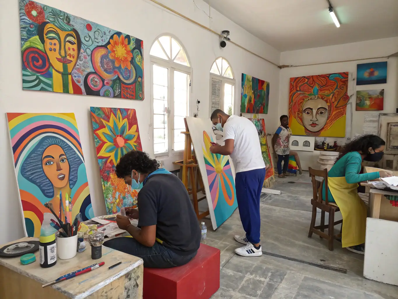 A captivating image showcasing a multidisciplinary arts project, with various art forms blending together to create a unique and immersive experience.